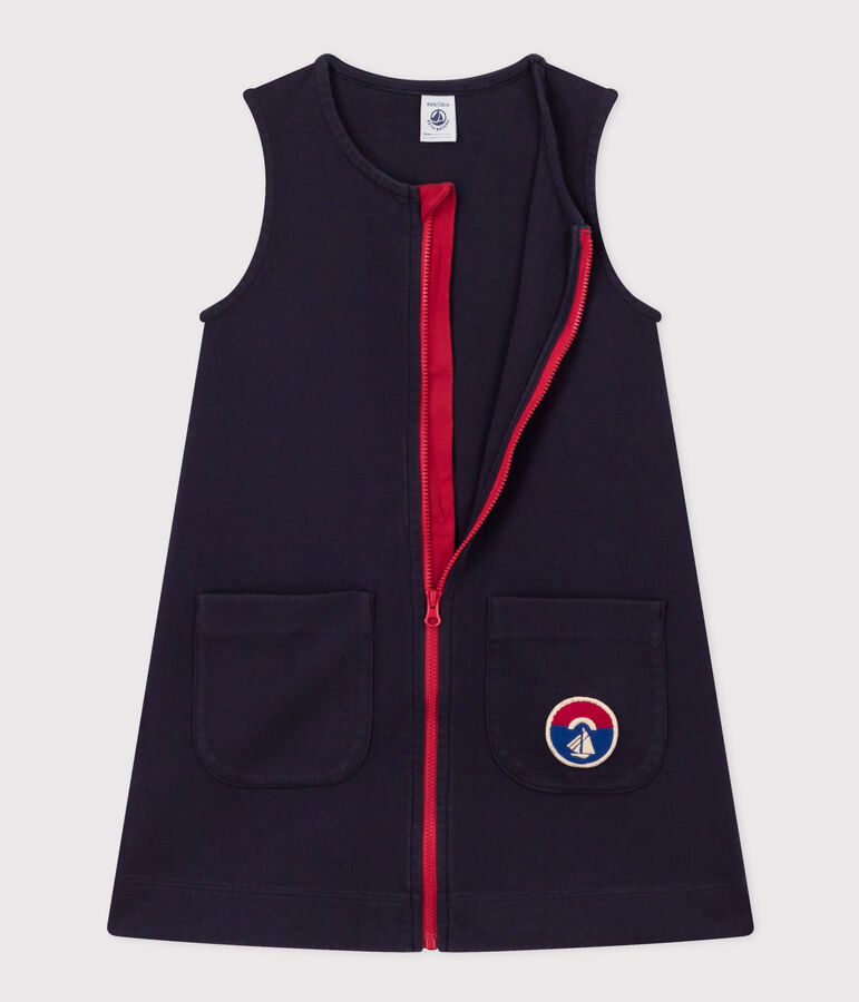 Abito smanicato in cotone bambina blu