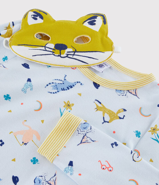 Pigiama maschera volpe bambino a costine blu FRAICHEUR/bianco MULTICO
