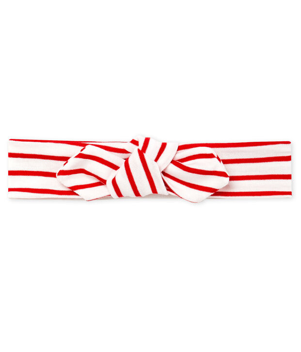 Fascia beb&egrave; femmina a righe bianco/rosso
