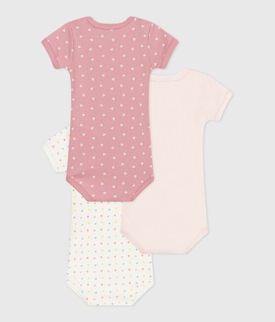 Set di 3 body a maniche corte in cotone a cuoricini neonato variante 1