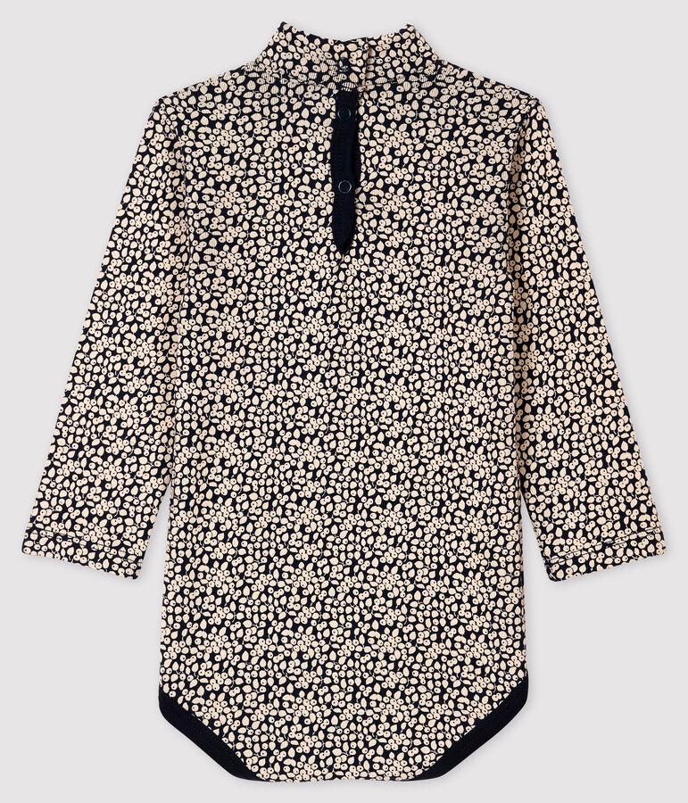 Body manica lunga e collo alto beb&egrave; blu/bianco