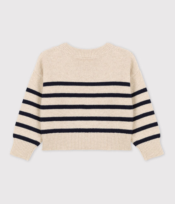 Pullover a righe in lana e cotone bambino unisex bianco AVALANCHE/blu SMOKING