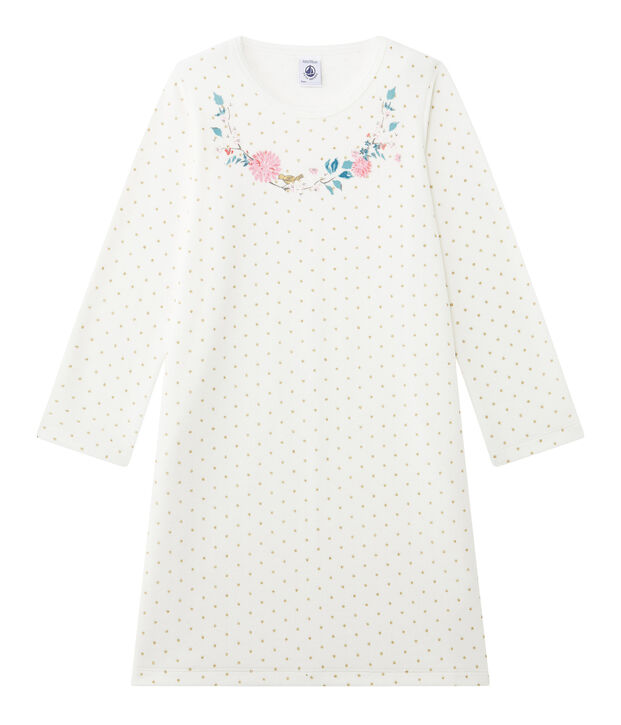 Chemise de nuit fille en bouclette velours bianco/giallo