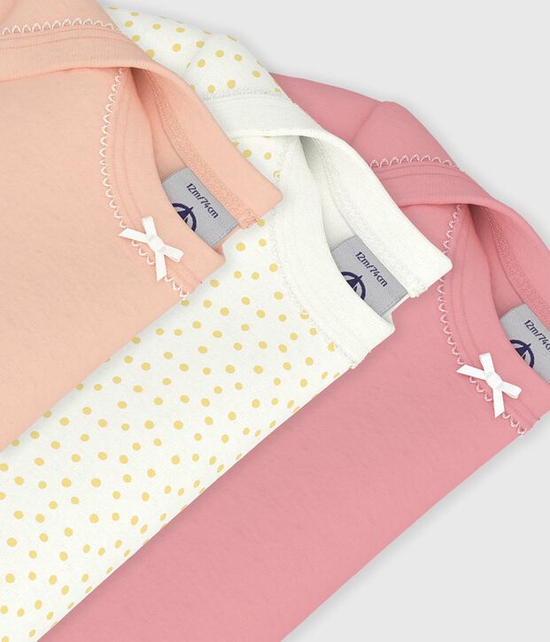 Set di body a maniche corte in cotone tinta unita con stampa neonato multicolore