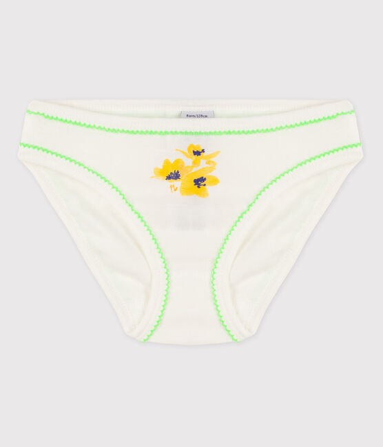 La mutandina in cotone per bambina bianco MARSHMALLOW/ VERT