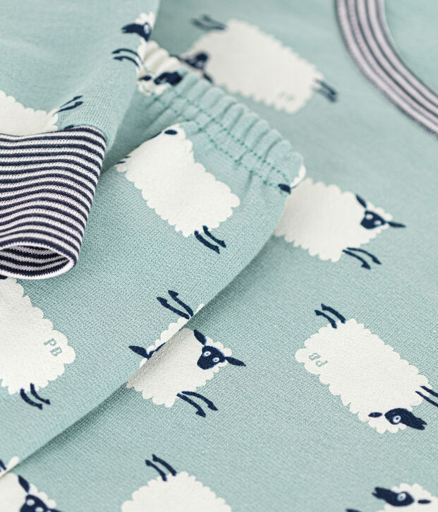 Pigiama in tessuto felpato spazzolato con stampa pecora bambino verde/multicolore