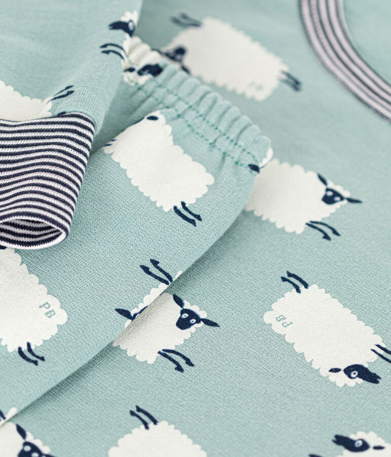 Pigiama in tessuto felpato spazzolato con stampa pecora bambino verde/multicolore