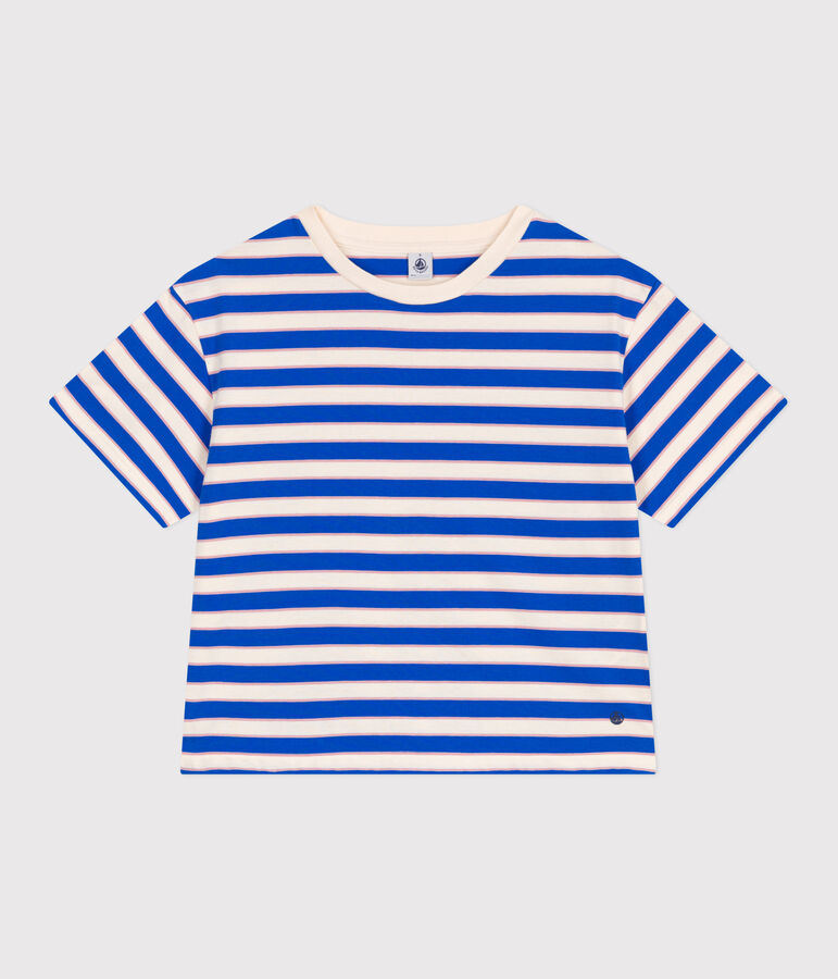 T-shirt Le Boxy in cotone a righe donna ecru/multicolore