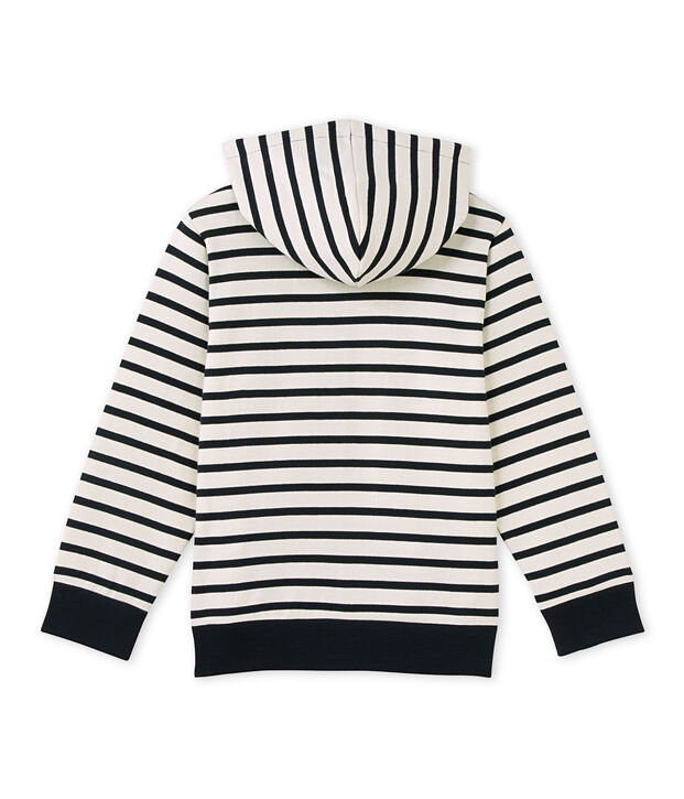 Sweat zipp&eacute; gar&ccedil;on en jersey lourd bianco/blu