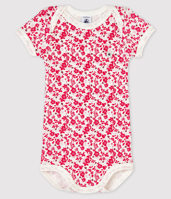 Body manica corta bebè bambina bianco MARSHMALLOW/rosa FLASHY