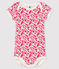Body manica corta bebè bambina bianco MARSHMALLOW/rosa FLASHY