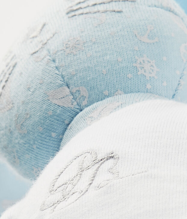 Doudou coniglietto stampato blu/bianco