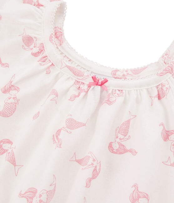 Camicia da notte bambina in cotone sottile bianco MARSHMALLOW/rosa ROSE