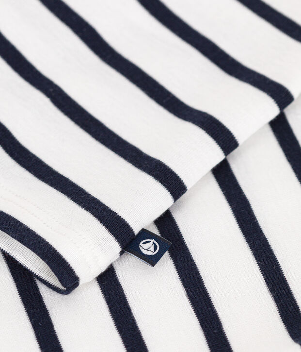 T-shirt beb&egrave; a maniche lunghe in cotone bianco/blu