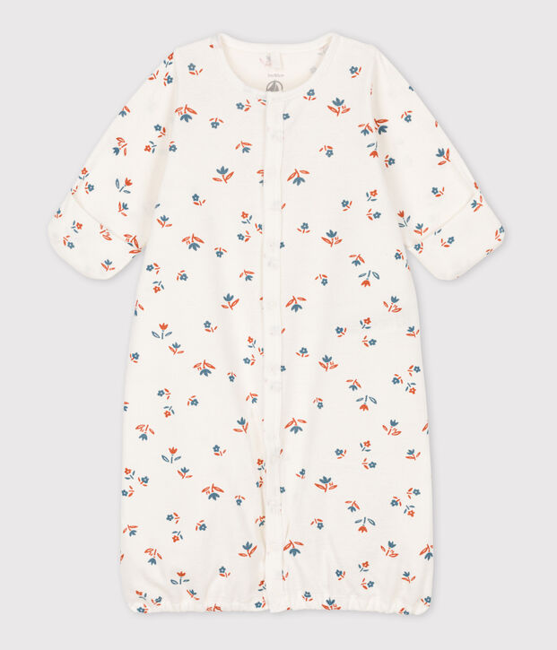 Tutina combisac di cotone con stampa per neonati bianco/multicolore