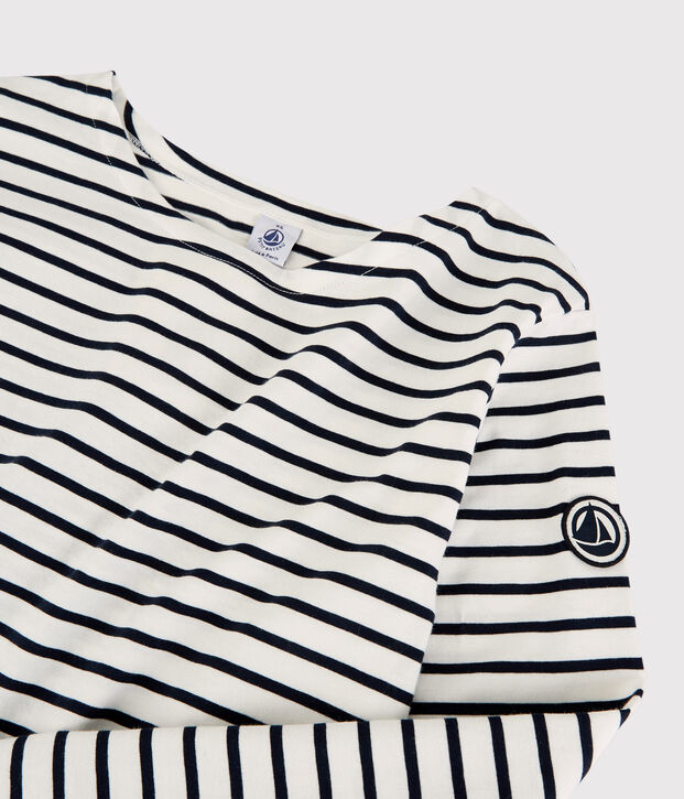 Marini&egrave;re leggera in cotone Donna bianco/blu