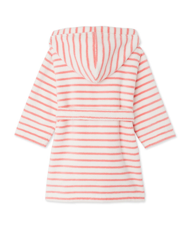 Accappatoio bambino in spugna bianco/rosa