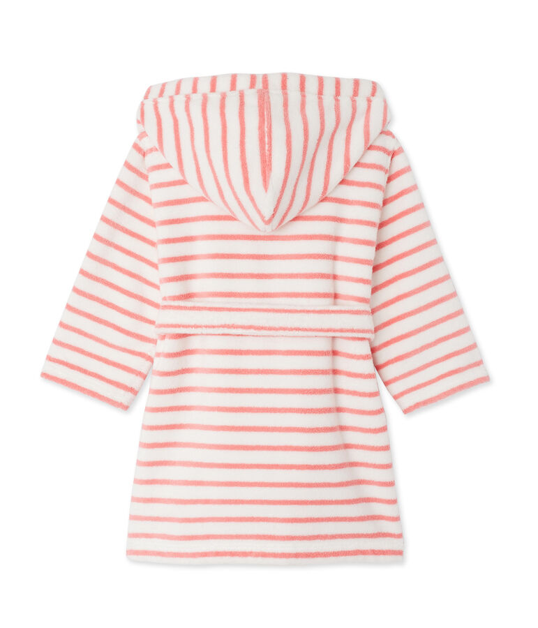 Accappatoio bambino in spugna bianco LAIT/rosa MERVEILLE