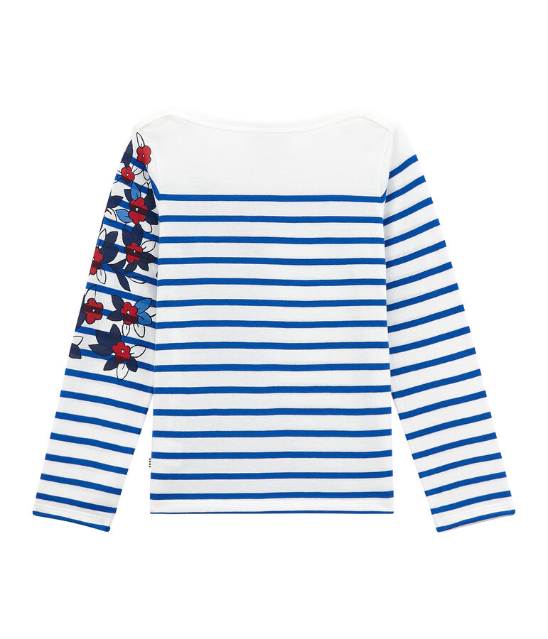 Maglia alla marinara da bambina con decorazioni creative bianco/blu
