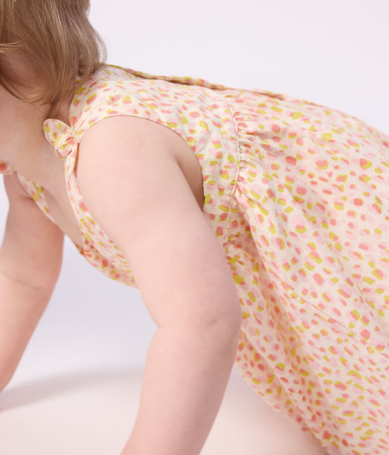 Abito senza maniche in cotone con stampa neonata bianco/multicolore