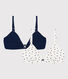 Confezione di 2 reggiseni cuore da ragazza in cotone ed elastan