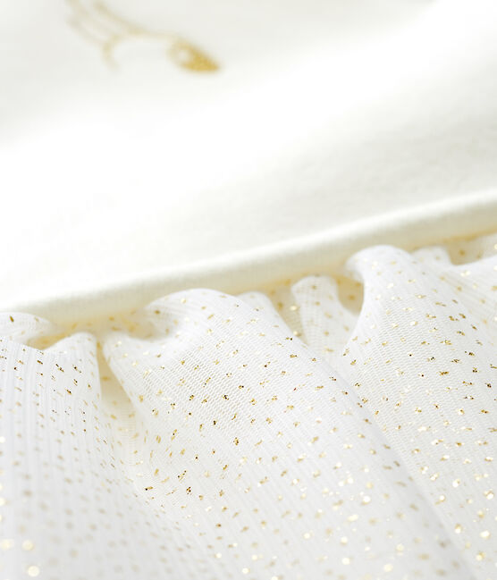 Abito bi-materiale a maniche lunghe da bebè femmina bianco MARSHMALLOW CN