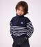 Felpa con mezza cerniera in cotone a righe bambino blu/bianco