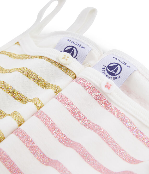 Duo di canottiere con spalline bambina multicolore