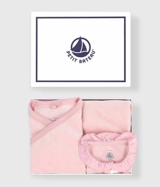 Set regalo 2 pezzi in velluto con body con stampa a cuori neonato rosa JOLI
