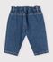 Pantaloni in denim tinta unita con cuore ricamato neonato blu