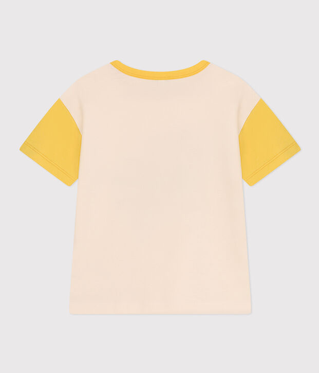 T-shirt stampata in jersey bambino ecru/giallo