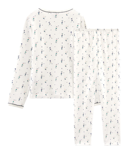Pigiama bambina a costine bianco MARSHMALLOW/bianco MULTICO