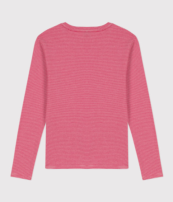 T-shirt L'ICONIQUE girocollo in cotone da donna rosso CORRIDA/bianco MARSHMALLOW