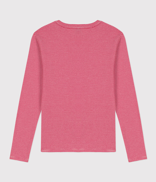 T-shirt L'ICONIQUE girocollo in cotone da donna rosso/bianco