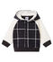 Felpa con cappuccio bebè maschio in maglia a scacchi e sherpa arricciato nero CITY/bianco MULTICO CN