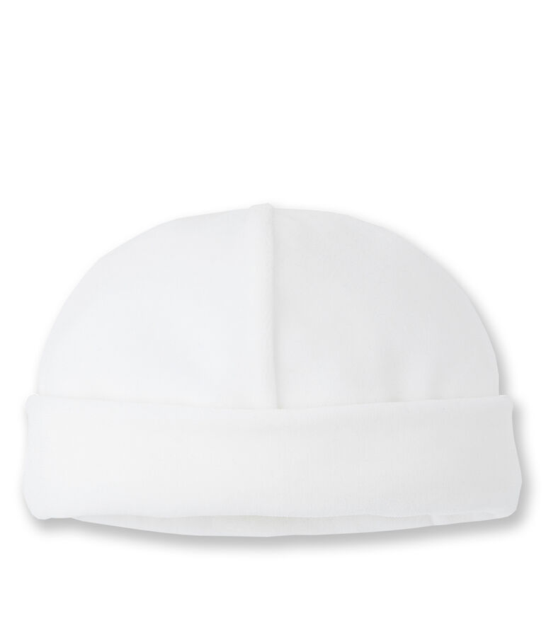 Bonnet naissance b&eacute;b&eacute; en velours bianco Lait