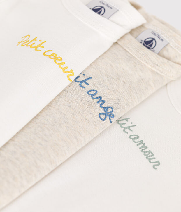 Confezione da 3 body beb&egrave; a maniche lunghe in cotone con scritta multicolore