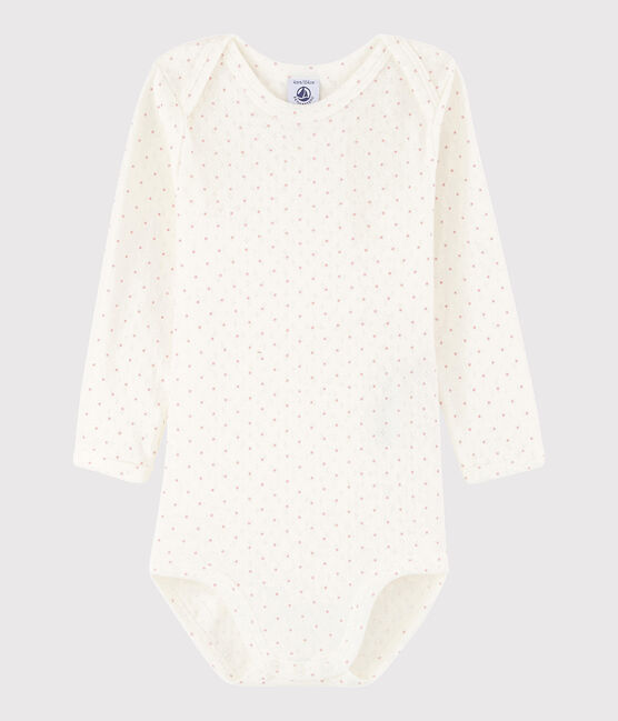 Body manica lunga bebè femmina bianco MARSHMALLOW/rosa CHARME