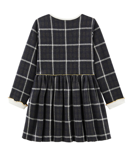 Abito in maglia a scacchi bambina nero CITY/bianco MULTICO