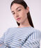 Pigiama in spugna di cotone a righe donna blu/ecru