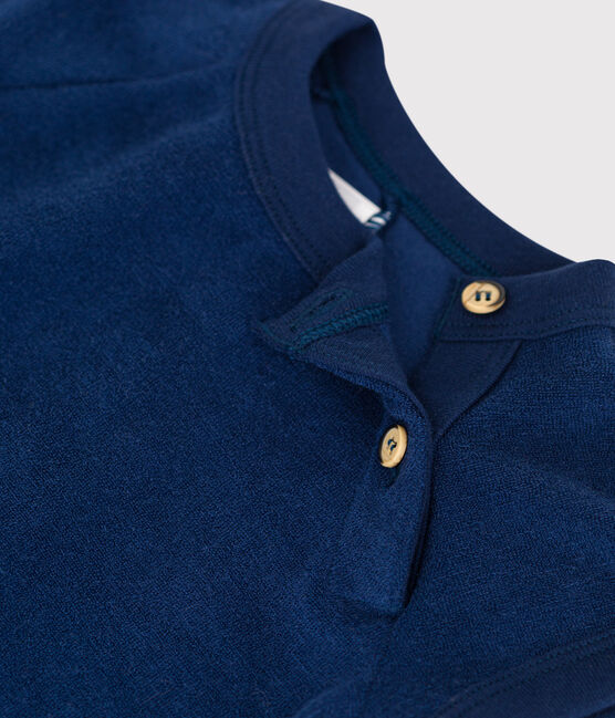 Tutina corta bebè in spugna bouclette blu MEDIEVAL