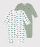 Set 2 pigiami senza piedini in cotone stampato neonato variante 1