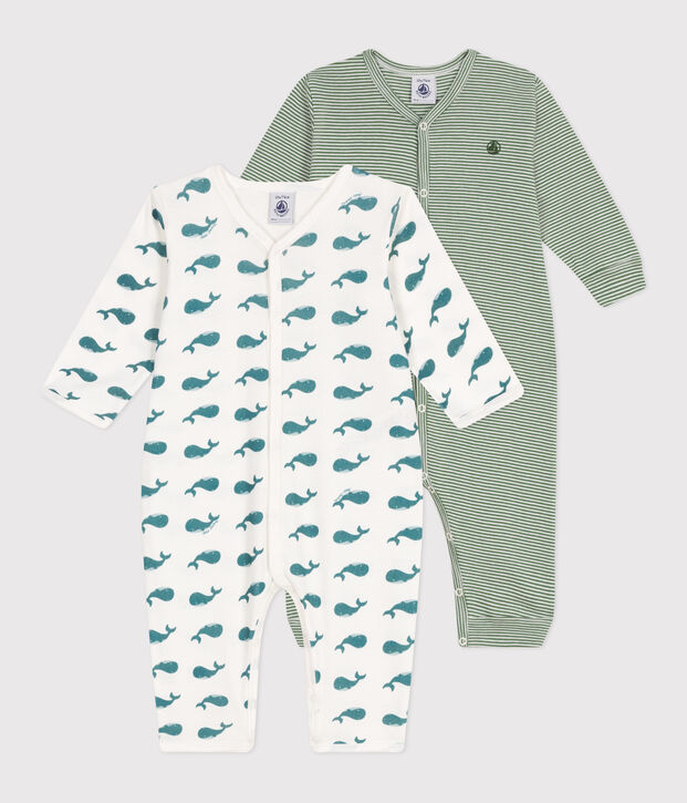 Set 2 pigiami senza piedini in cotone stampato neonato multicolore