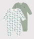 Set 2 pigiami senza piedini in cotone stampato neonato