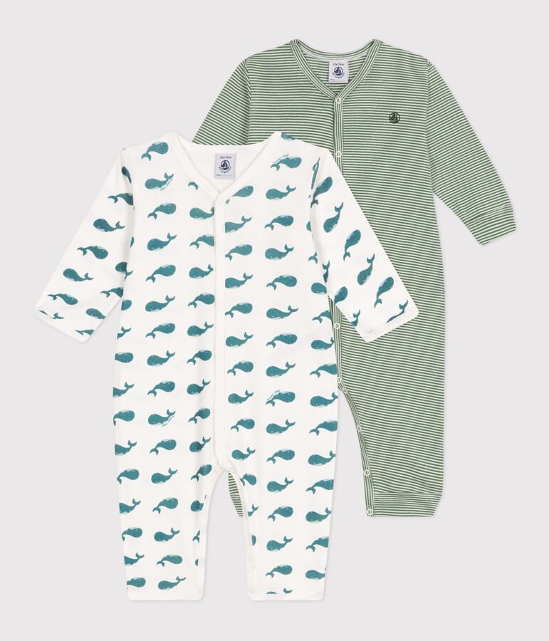 Set 2 pigiami senza piedini in cotone stampato neonato multicolore