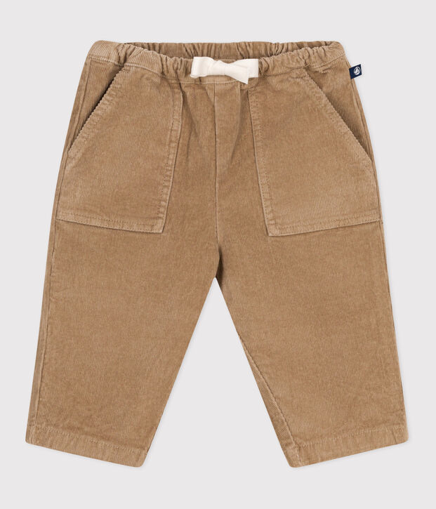 Pantaloni in velluto tinta unita neonato beige