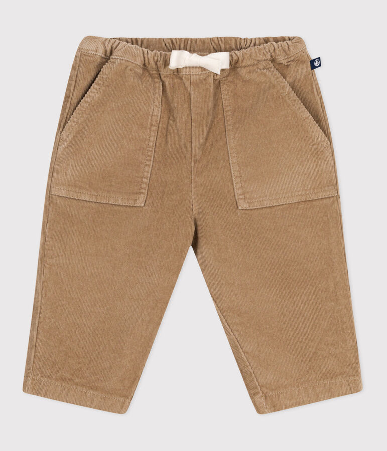 Pantaloni in velluto tinta unita neonato beige