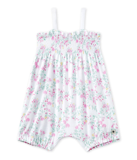 Tutina bebè bambina stampata bianco ECUME/rosa ROSE/ MULTICO