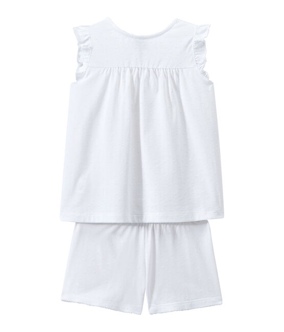 Pigiama corto bambina in cotone sottile bianco ECUME