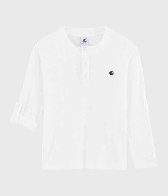 T-shirt in cotone e lino bambino bianco MARSHMALLOW